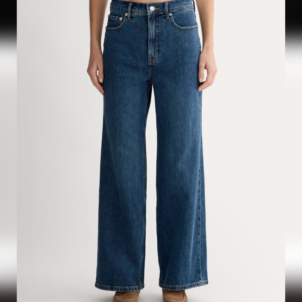 Everlane The Way High Wide Leg Flare Sailor Dark Wash Jeans